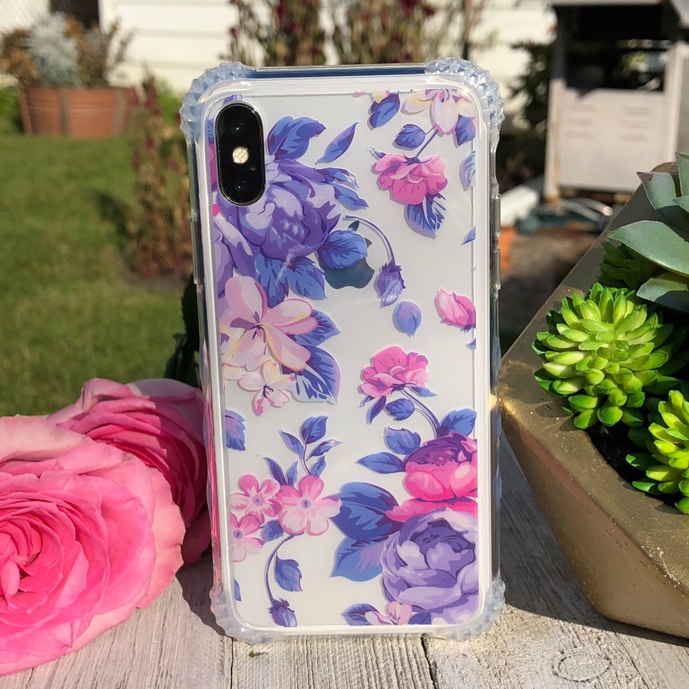 iPhone Xs Max/Xs/X/8+/7+/8/7 PURPLE FLOWERS CASE